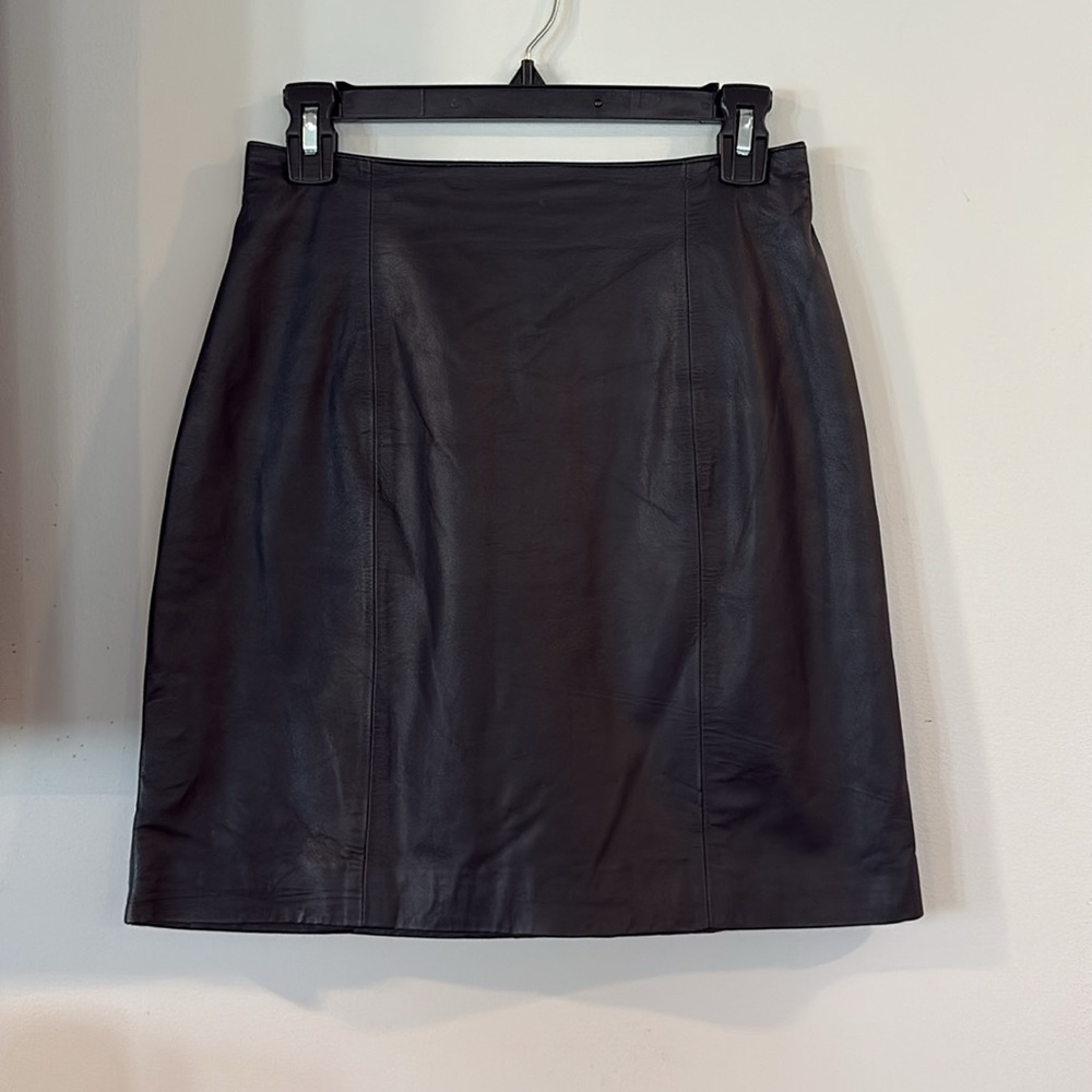 Leather by Wilsons Black Leather Pencil Mini Skirt